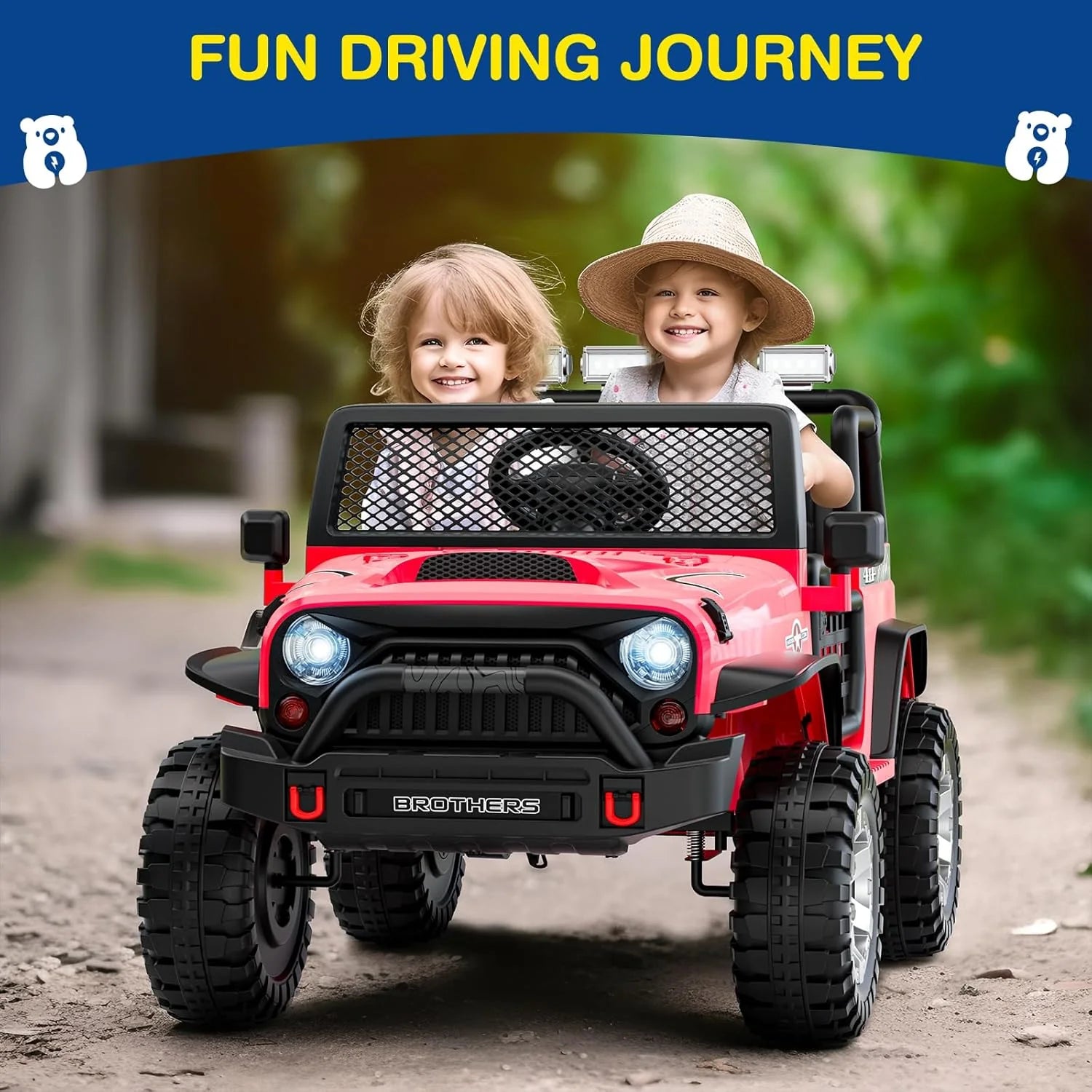 L8 Ride On Car, 2 Seater, 12V Kids Electric Car w/Remote Control, 4-Wheel Suspension, Bluetooth Speaker, Multi Music Modes, 3 Speeds, LED Lights, Xmas & Birthday Gift Ideas for Kids Ages 3+