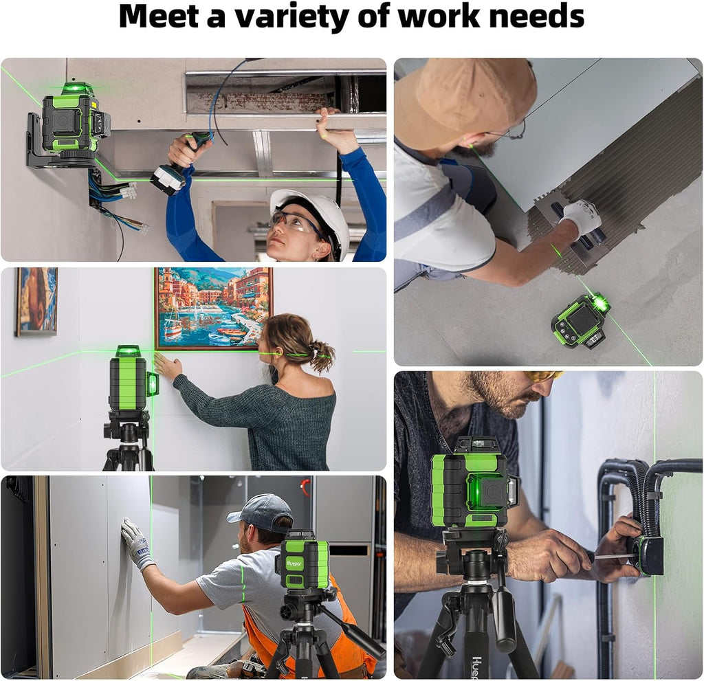 Huepar 360 Self Leveling Rechargeable Lazer Level with Tripod