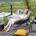 Grand patio Rocking Chair Outdoor, E-Coated Papasan Rocking Chair with Cushion