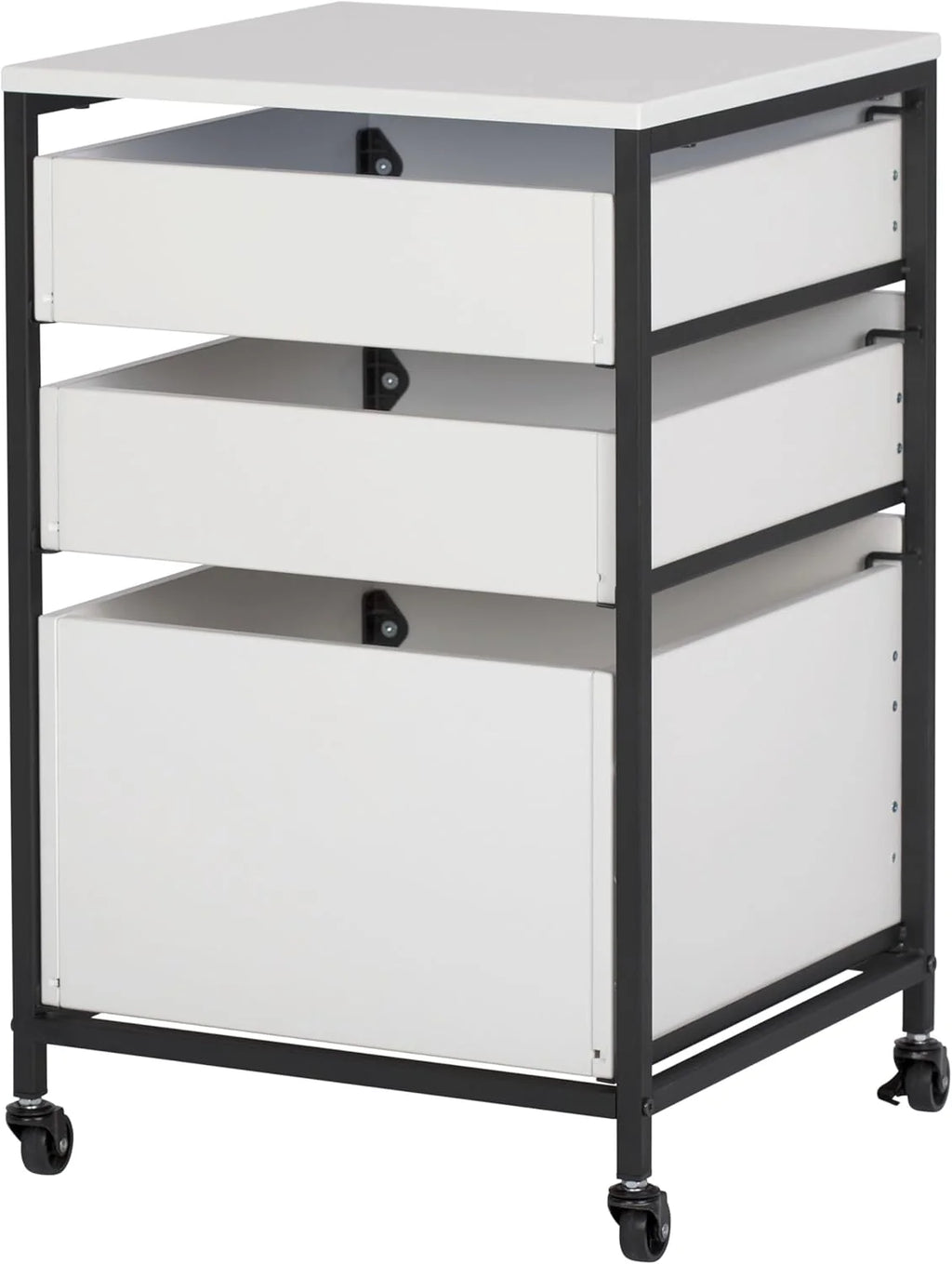 4-layer portable storage organizer box, suitable for bathrooms, kitchens, handicrafts, home offices or laundry rooms. The color is charcoal grey/white.