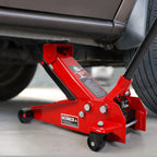 3 Ton Low Profile, Aluminum and Steel Racing Floor Jack with Dual Pistons Quick Lift Pump for Sport Utility Vehicle, Lifting Range 3-15/16" min to 18-5/16" max, Red