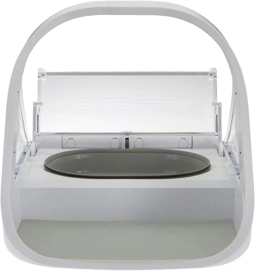 SureFeed Automatic Microchip Pet Feeder for Cats – Dual Wet & Dry Food Compartments, Lightweight Design, Includes Pet Towel