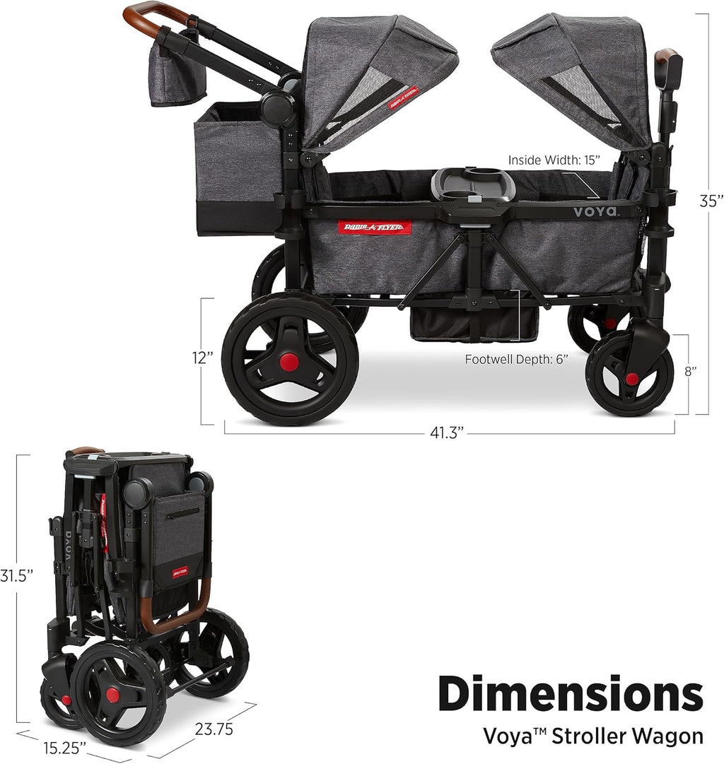 Stroller Wagon, 4 Seater Wagon Stroller for Kids with Low Sides, Baby Stroller Wagon, Quad Stroller