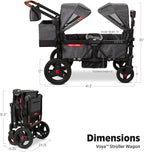 Stroller Wagon, 4 Seater Wagon Stroller for Kids with Low Sides, Baby Stroller Wagon, Quad Stroller