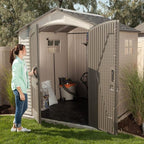 Lifetime 7×7 ft UV-Protected Plastic Storage Shed with Skylight & Double Doors