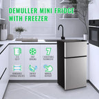 2.4 Cu.Ft Mini Fridge with Freezer & Double Door Small Tiny Size Refrigerator with 7 Temperature Control Knob Only Suitable for One Person Use Black