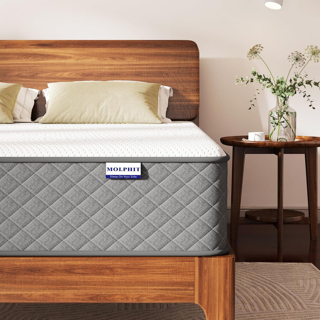 MOLPHIT Double Mattress, 10 Inch Hybrid Mattress with OEKO-TEX Certified, Medium Firm Mattresses in a Box, Spring & Memory Foam Mattresses for Back Pain Relief, 135x190x25cm