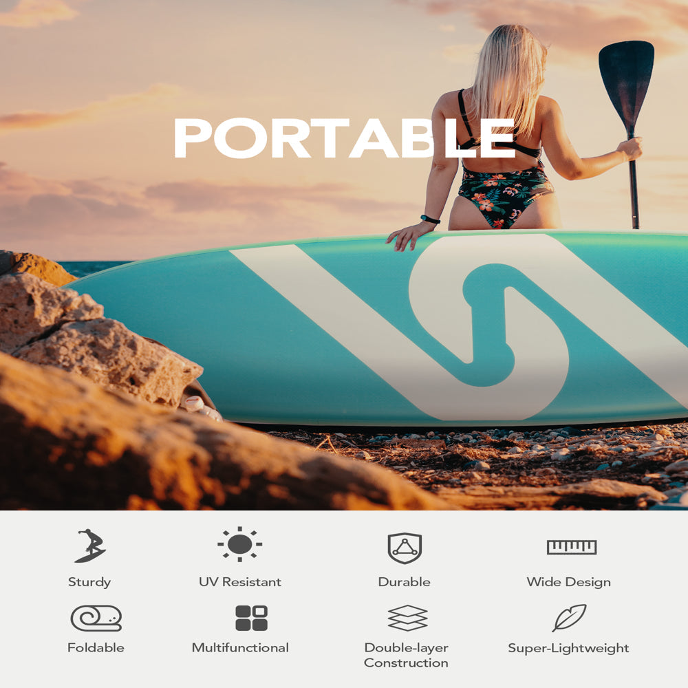 Marnur Inflatable Paddle Board SUP, 10′ x 30′′ x 6′′, PVC, 330 lbs Capacity, with Accessories