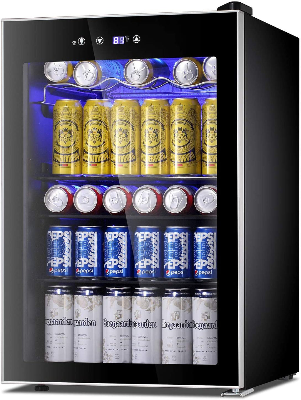 Beverage Refrigerator Cooler120 Can Mini Fridge Glass Door for Soda Beer Wine Stainless Steel Glass Door Small Drink Dispenser Machine Digital Display for Home, Office Bar,45cuft