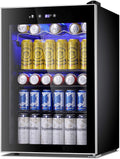 Beverage Refrigerator Cooler120 Can Mini Fridge Glass Door for Soda Beer Wine Stainless Steel Glass Door Small Drink Dispenser Machine Digital Display for Home, Office Bar,45cuft