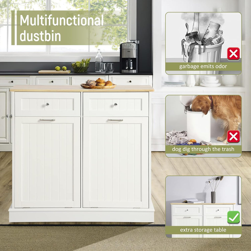 LOUVIXA Tilt Out Trash Can Cabinet with Double Hidden Trash Can Holder