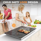 Electric Cooktop 30 Inch - 5 Burners Built-in Ceramic Cooktop, 30" Electric Stove Top with Glass Protection Metal Frame, 9 Heating Level, 8400W, 220-240V for Hard Wire(No Plug)