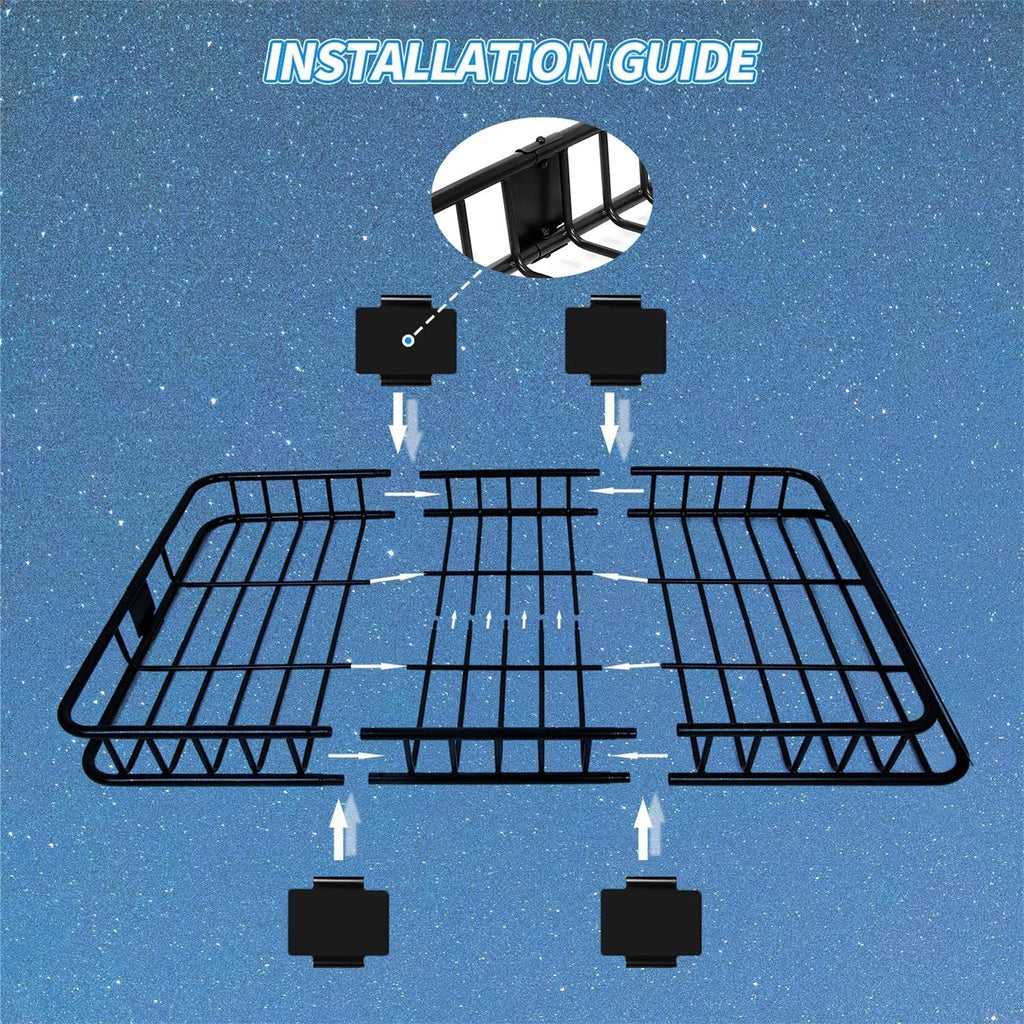 ECOTRIC 64" x 38" x 4'' Universal Roof Rack Cargo Carrier Basket