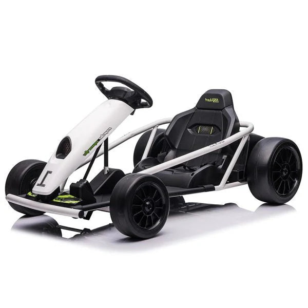 24V Go Kart for Kids 8-12, 300W*2 Motors, 9Ah Battery, 8MPH Speed, Music, Horn, 175lbs Max Load �� White