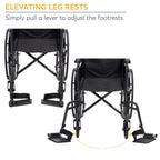 Drive Medical Silver Sport 1 Wheelchair, Full Arms, Removable Footrest, 250 lbs Capacity, Steel Frame