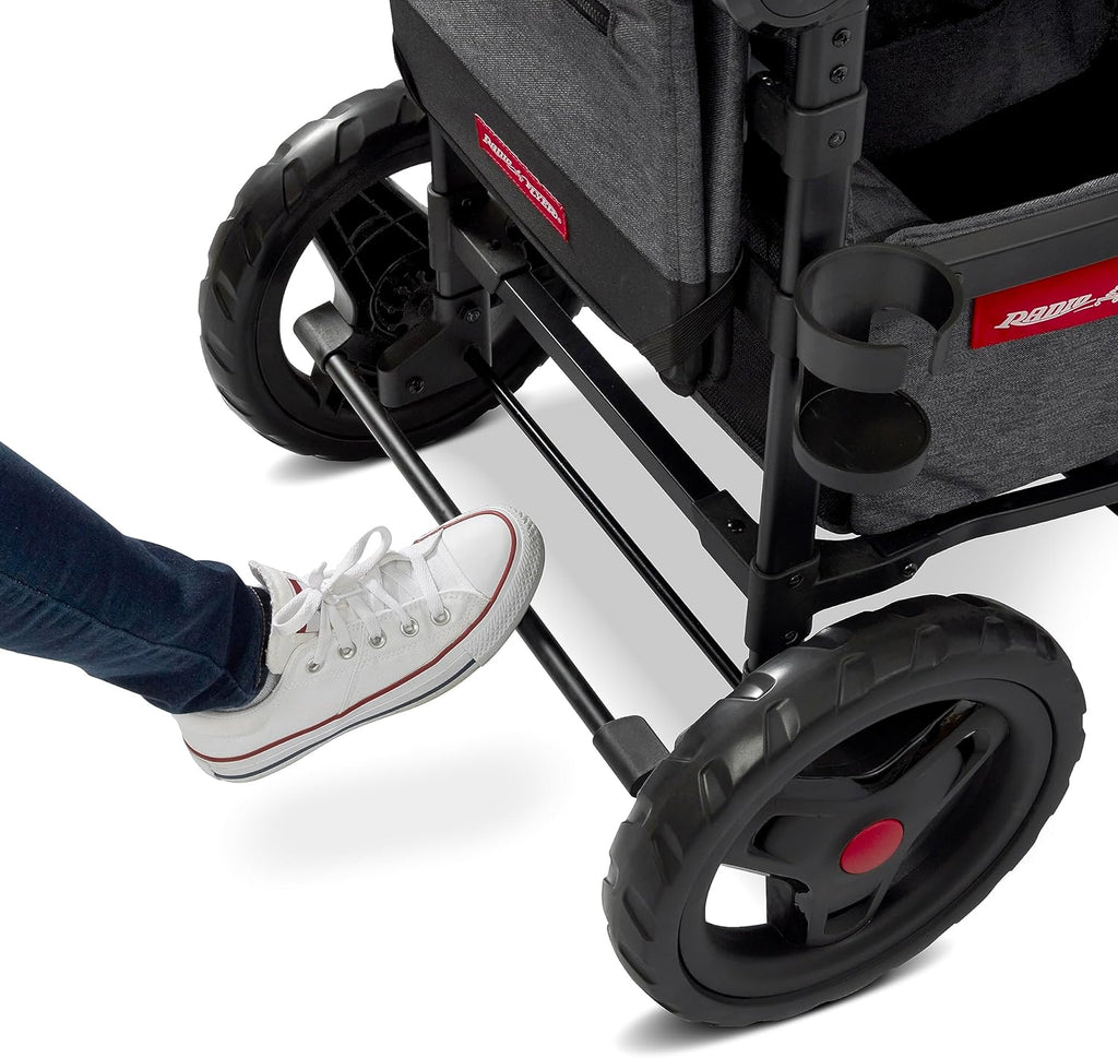 Stroller Wagon, 4 Seater Wagon Stroller for Kids with Low Sides, Baby Stroller Wagon, Quad Stroller