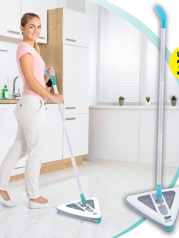 2025 Zippi Sweeper Max- Powerful and Lightweight Sweeper  Perfect for Carpet Hardwood and Tile  Triangular Design Allows for Sweeping in Corners  1000 mAh Rechargeable Battery