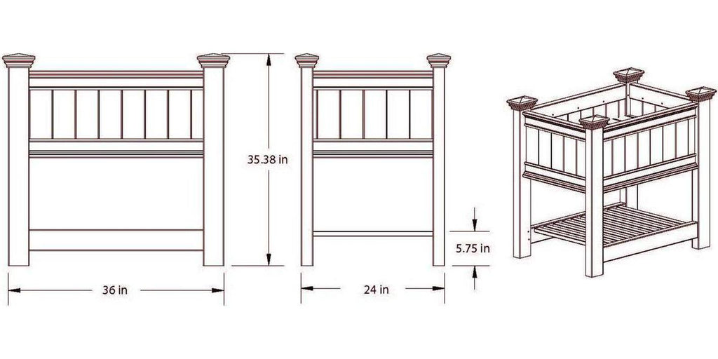 Vita Classic Vinyl Cambridge Raised Planter, White, 38′′x24′′x36′′, Durable BPA-Free, Includes Floor Boards, 20-Year Warranty
