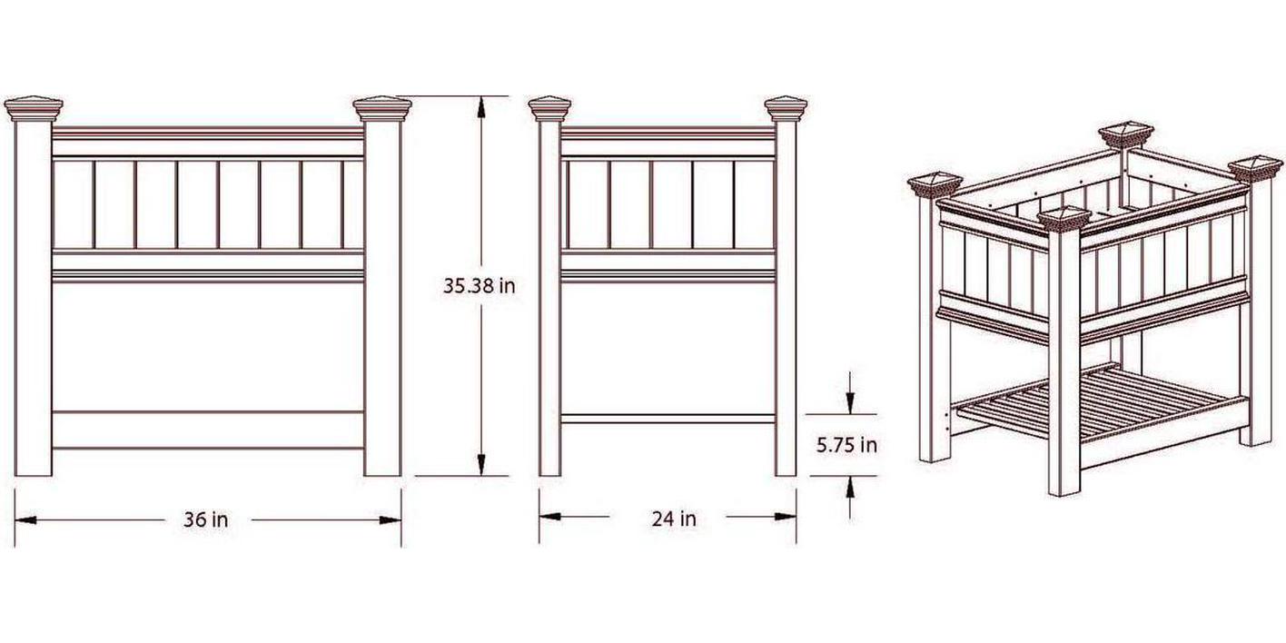 Vita Classic Vinyl Cambridge Raised Planter, White, 38′′x24′′x36′′, Durable BPA-Free, Includes Floor Boards, 20-Year Warranty