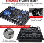 FORIMO Gas Cooktop 22Inch, Built in Gas Cooktop 4 Burners Stainless Steel Stove