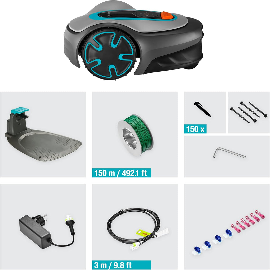Gardena Robotmaaier SILENO minimo 500 m: intelligente grasmaaier met optimale connectiviteit, programmeerbaar met Gardena Bluetooth-app, DE-versie (15202-20)