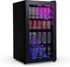 Beverage Refrigerator Cooler | 126 Cans Free Standing with Right Hinge Glass Door | Mini Fridge Beverage Organizer Perfect For Beer, Wine, Soda, And Cooler Drinks