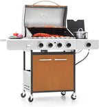 Burner Propane Gas BBQ Grill with Side Burner & Porcelain-Enameled Cast Iron Grates, 42,000 BTU Output Stainless Steel Grill for Outdoor Cooking Kitchen and Patio Backyard Barbecue-Captiva