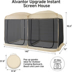 Alvantor Screen House Gazebo, 6-10-15 Person Pop Up Igloo Screened Canopy Tent with Mosquito Netting Sides, Instant UV Resistant Sun Shelter for Garden, Patio, Backyard