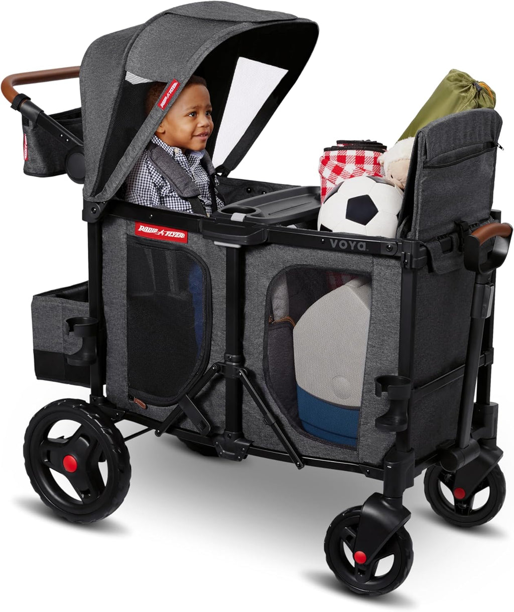 Stroller Wagon, 4 Seater Wagon Stroller for Kids with Low Sides, Baby Stroller Wagon, Quad Stroller