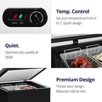 Northair Chest Freezer – 3.5 Cu Ft with 2 Removable Baskets – Reach In Freezer Chest – Quiet Compact Freezer – 7 Temperature Settings – Black