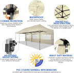COBIZI 10x20 Heavy Duty Pop up Canopy Tent with 6 sidewalls Easy Up Commercial Outdoor Canopy Wedding Party Tents for Parties All Season Wind & Waterproof Gazebo with Roller Bag,Black(Frame Thickened)