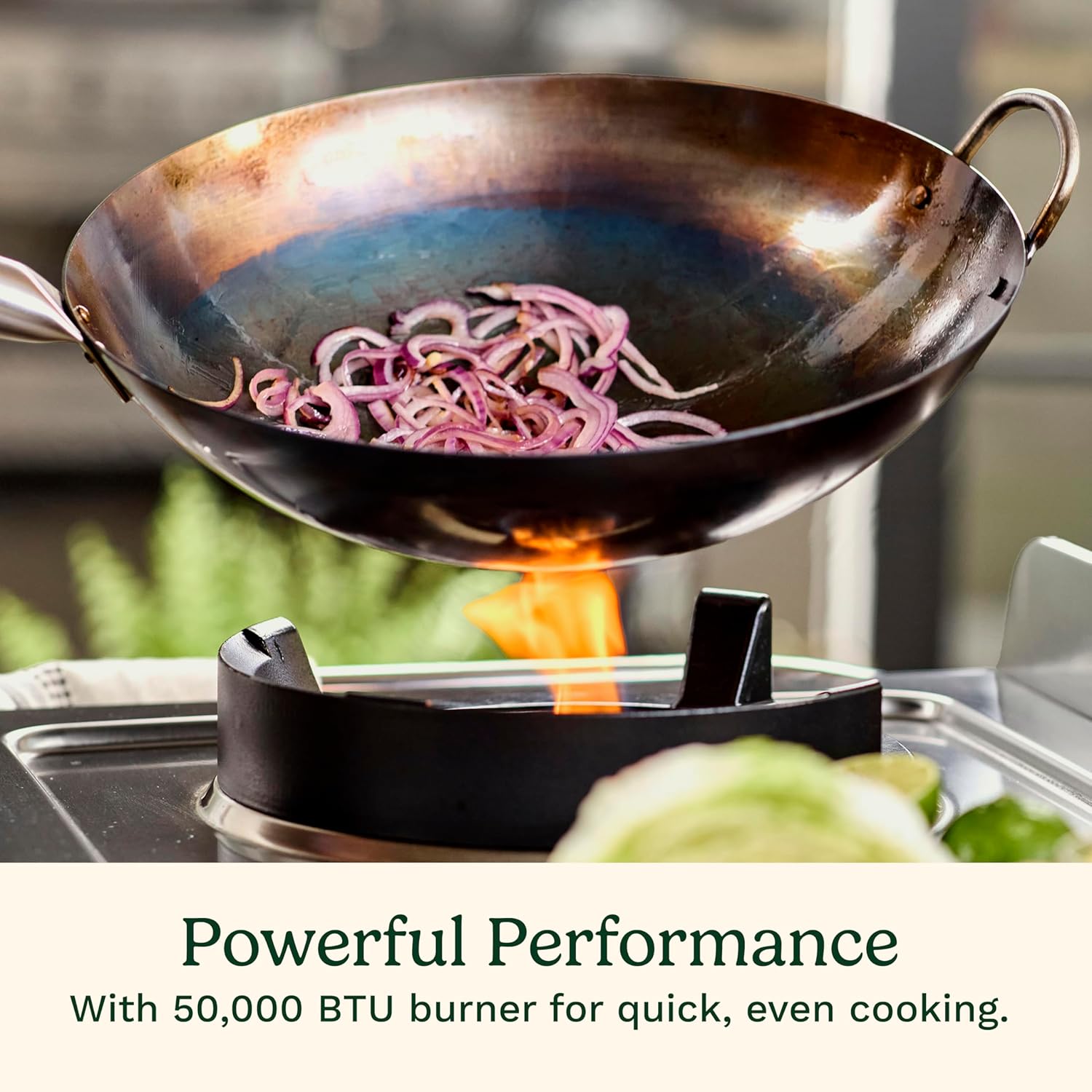 Cuisinart Outdoor Wok Station with 50,000 BTU Burner & 14′′ Carbon Steel Wok – Perfect for Stir Frying & More