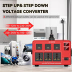 6000 Watt Voltage Converter Transformer Heavy Duty Step Up/Down Power Converter 220V to 110V, 110V to 220V with 3 US Outlets, 3 Universal Outlets, LCD Display, Circuit Breaker Protection