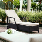 Rattan Sun Lounger with Wheels