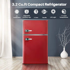Compact Mini Refrigerator with Freezer, Thermostat Control, Energy Efficient, Double Door, Large Capacity