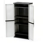 HDX Gray Plastic Freestanding Garage Cabinet, 35′′W x 71′′H x 18′′D, with Adjustable Shelves and Lockable Doors
