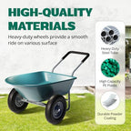 2025 2 Wheel Wheelbarrow  330 Pounds Capacity Yard Cart with Padded Handlebar  14 Inch Pneumatic Tires for High Stability  Ideal for Moving Soil  Plant Shrub  Gardening Tool  Easy Assembly