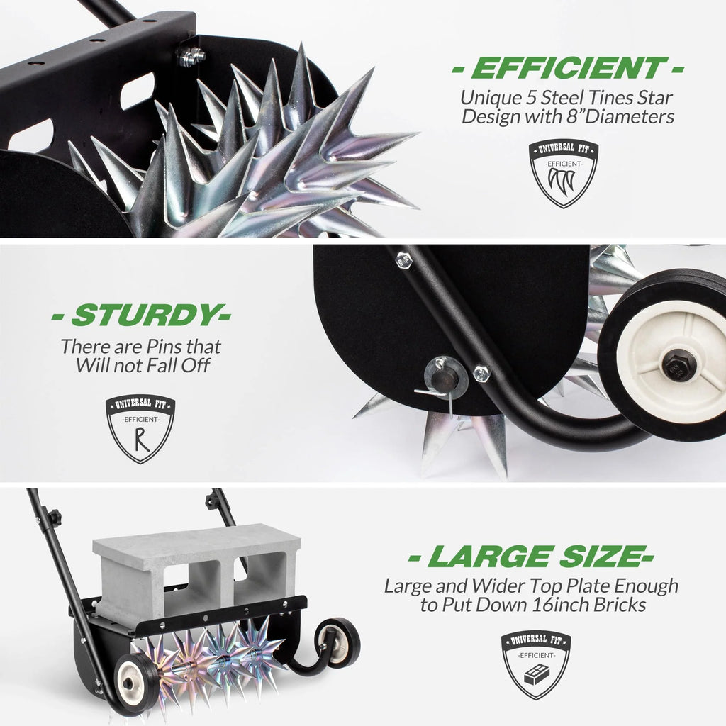 Suchtale 18 Inch Push Spike Aerator, Heavy Duty Rolling Lawn Aerator