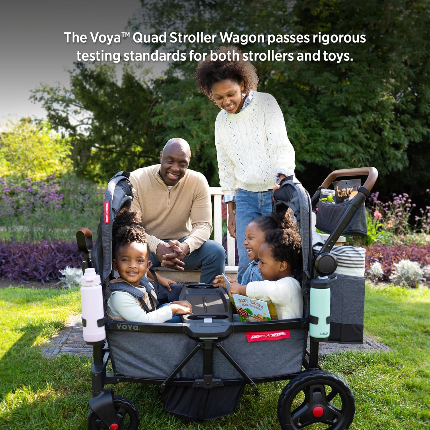 Stroller Wagon, 4 Seater Wagon Stroller for Kids with Low Sides, Baby Stroller Wagon, Quad Stroller