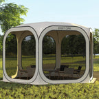 EAST OAK Screen House Tent Pop-Up, Portable Screen Room Canopy Instant Screen Tent 10 x 10 FT with Carry Bag for Patio, Backyard, Deck & Outdoor Activities, Beige