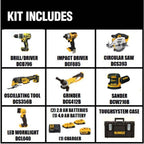 DEWALT 20V MAX Cordless 7 Tool Combo Kit with TOUGHSYSTEM Case, (1) 20V 4.0Ah Battery and (2) 20V 2.0Ah Batteries DCKTS781D2M1  sgtnighsdesigns