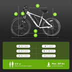Adult Electric Bike, 350W BAFANG Motor (500W Peak), 4A 3H Fast Charging, 468Wh Li-Ion Battery, 21 Speed Gears, Air Saddle, 45 Miles 20 MPH 26" Mountain Bike Electric Bike
