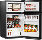 Antarctic Star Compact Mini Refrigerator Separate Freezer, Small Fridge Double 2-Door Adjustable Removable Retro Stainless Steel Shelves Living room/Kitchen/Dorm/Office 3.2 cu ft.Green