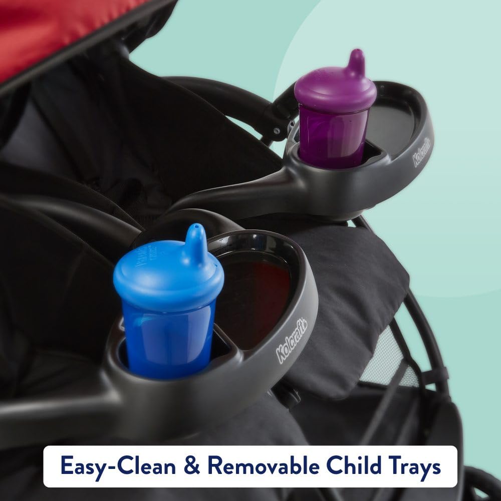 Kolcraft Side-by-Side Lightweight Double Baby Stroller with Reclining Seats