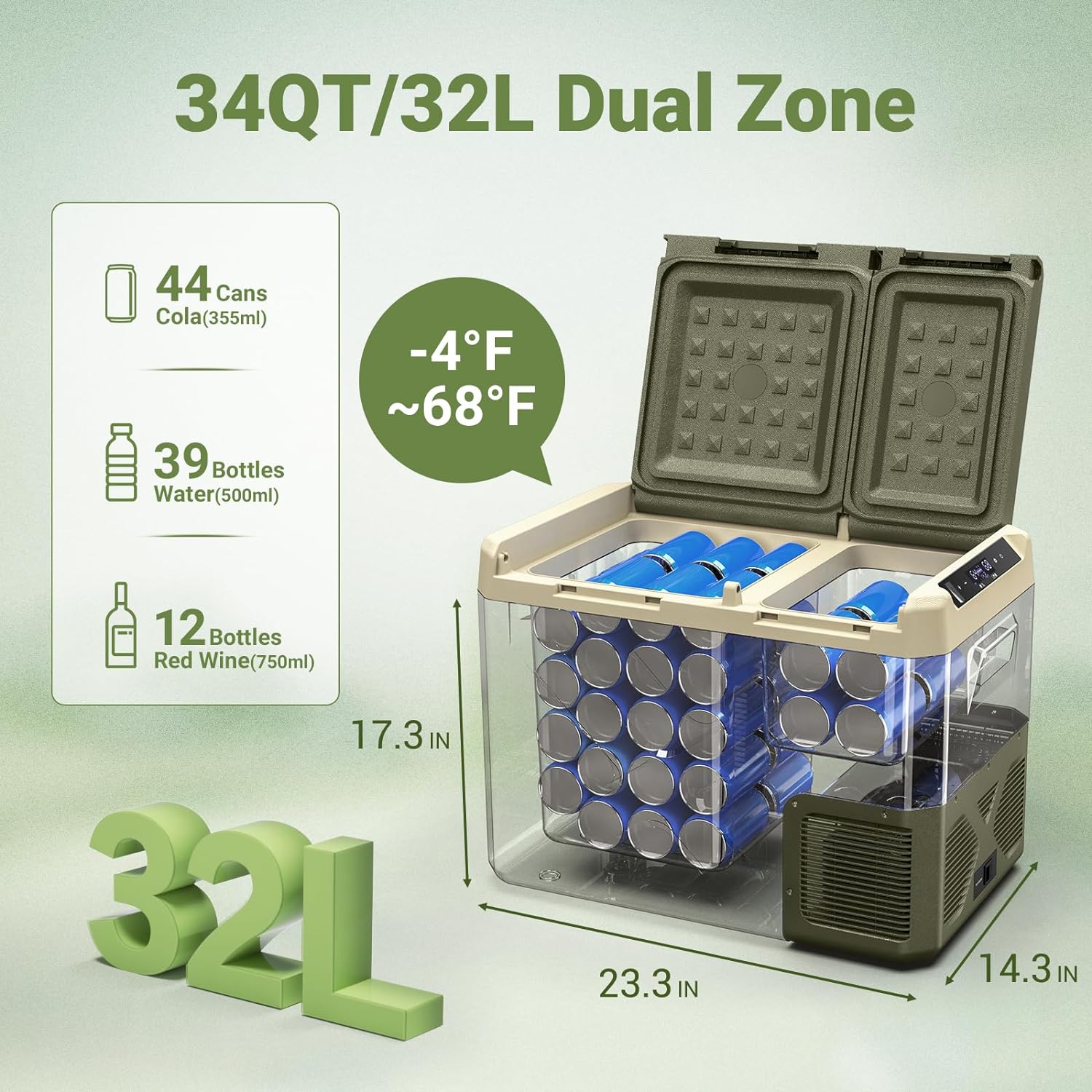 BODEGACOOLER Car Refrigerator, Car Fridge Dual Zone for Outdoor Camping Travel Vehicles Home Use
