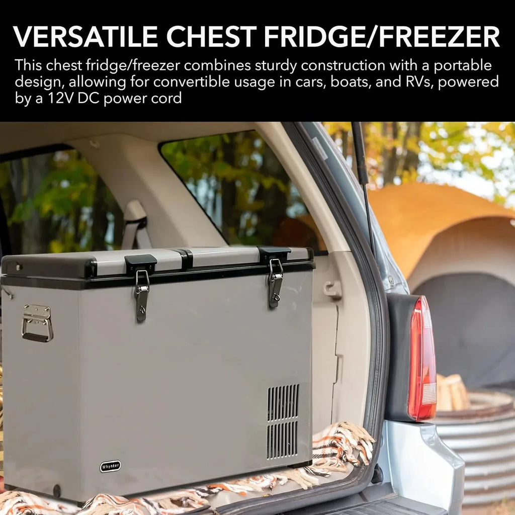FM-65G 65 Quart Portable Refrigerator and Deep, AC 110V/ DC 12V, Real Chest Freezer for Car, Home, Camping, and RV with-8掳F to 50掳F Temperature Range, Gray, One Size