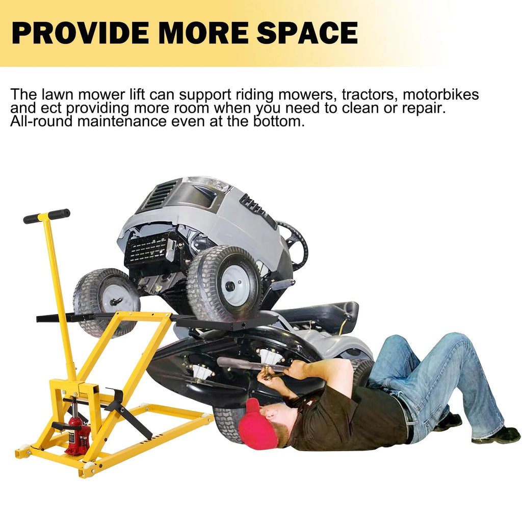 Garvee Lawn Mower Lift with Hydraulic Jack, 26 Inches Lawn Mower Lift, Welded Solid Steel Construction, Weight Capacity 500 LBS, for Riding Lawn Mowers Tractors, ATVs Maintenance