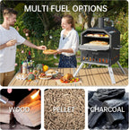 PIZZELLO Large Wood Fired 2-Layer Pizza Ovens with Pizza Stone, Pizza Peel, Grill Grate