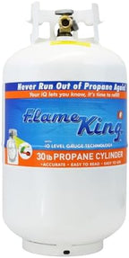 2025 Flame King YSN330 30lb Steel Propane Tank Cylinder with Gauge and OPD Valve for Grills and BBQs  Camping  Fishing  & Outdoor Activities  White