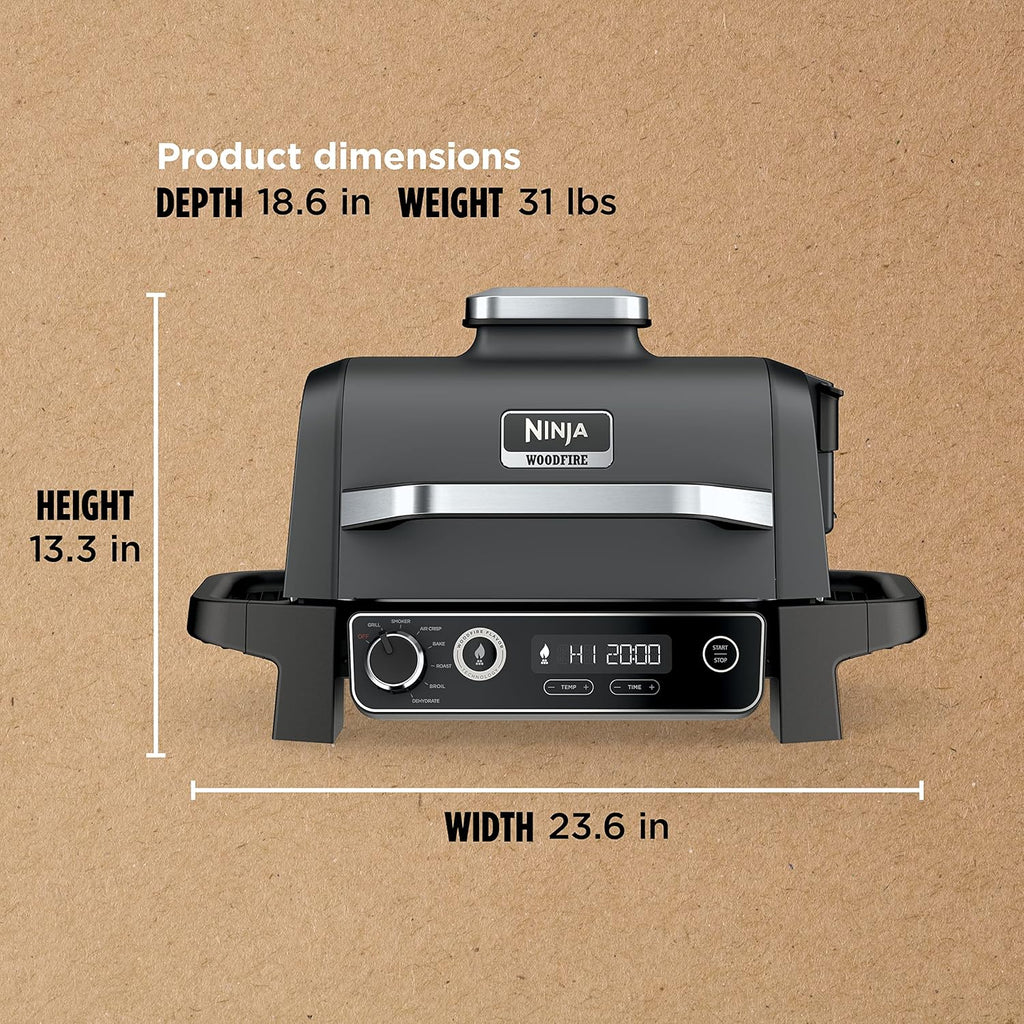 OG701 7-in-1 Outdoor Electric Grill & Smoker - Grill, BBQ, Air Fry, Bake, Roast, Dehydrate & Broil - Uses Woodfire Pellets - Portable & Weather Resistant